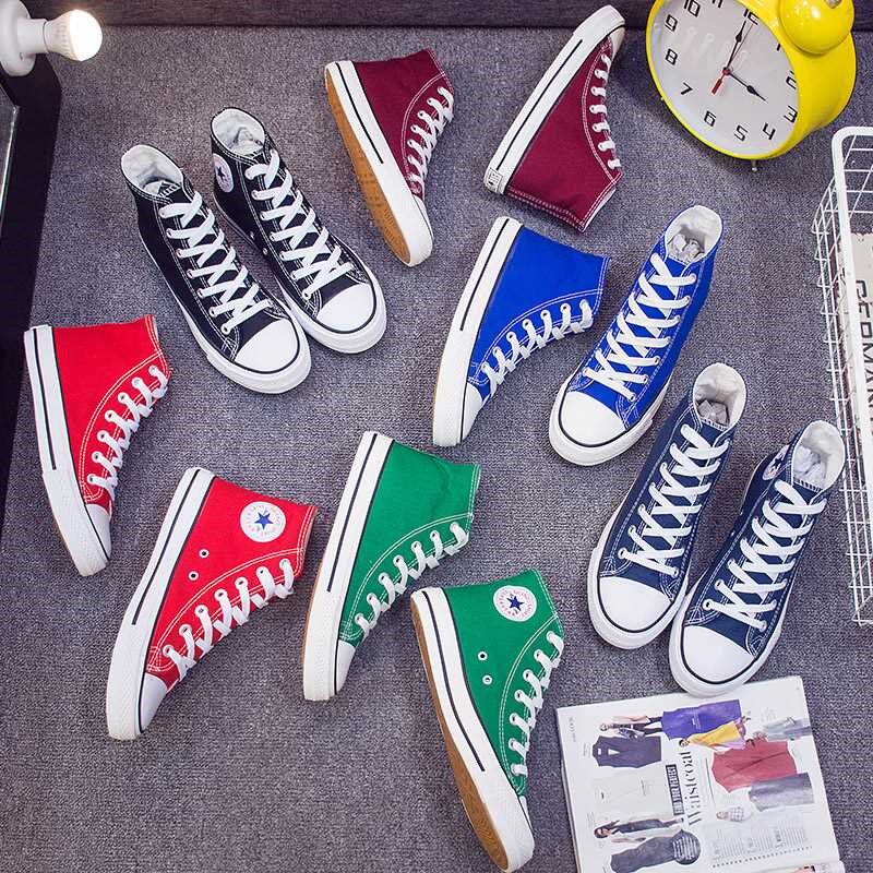 Couple Shoes Long Version White Blue Day Edition Street Pat Wear Round Head Green Spring Autumn Style Blue High Cylinder Sailor Cloth Shoes Man