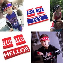 Korean autumn childrens sports hair band boy street dance basketball running wrist guard girl hair band set play equipment