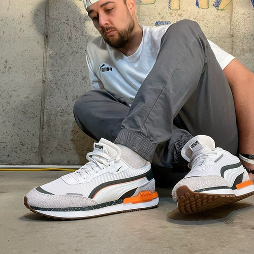 Puma Puma City Rider Мужчины и женщины пары с низким красным, белым синим ретро-спортивными туфлями 383703-01