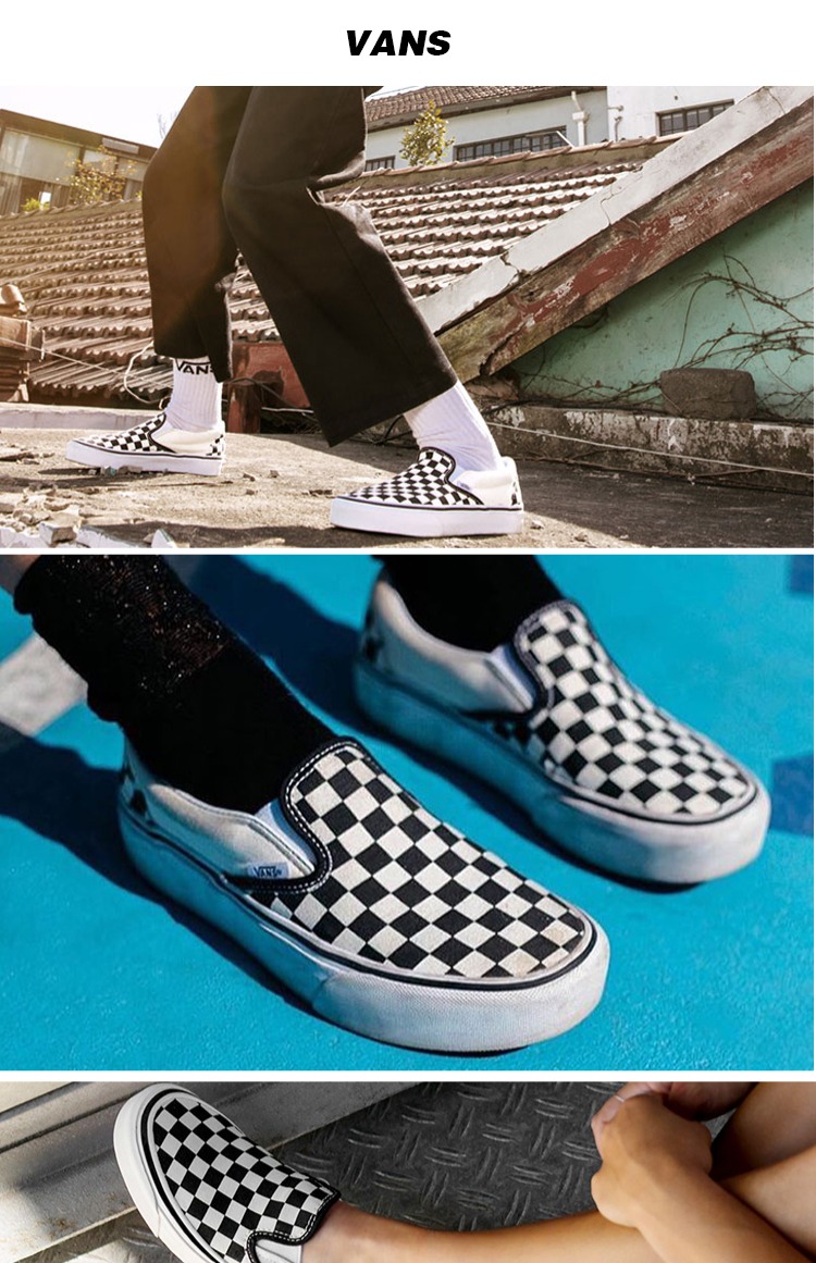 Vans / VANS SLIPON bàn cờ đen và trắng cổ điển giày lười nam và nữ VN-0EYEBWW giày thể thao nữ màu đen