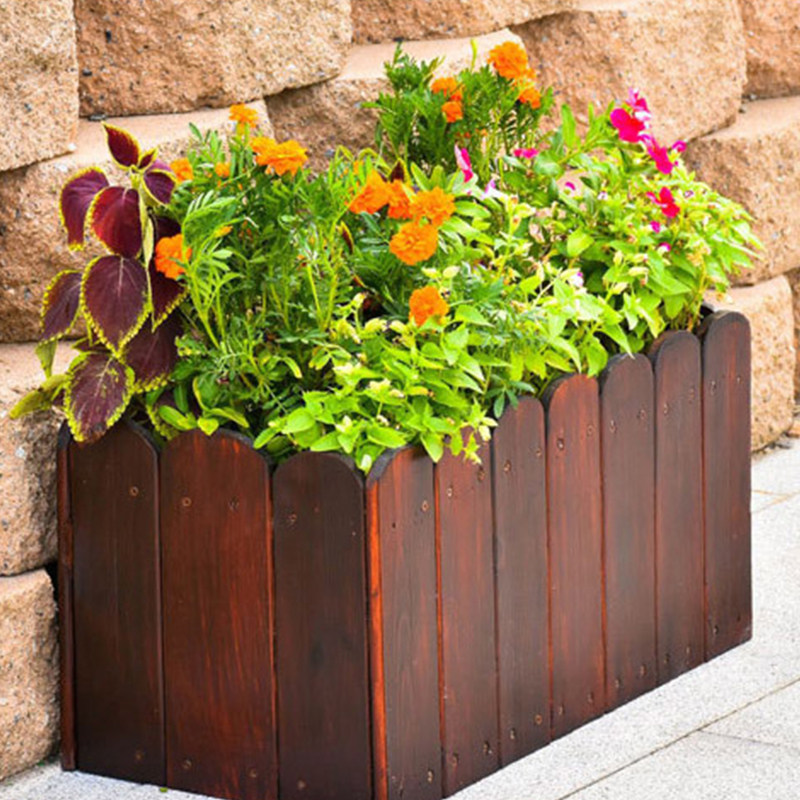 Carbonized anti-corrosion wood flower box combination outdoor landscape wooden flower pot vegetable planting box flower trough