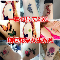  40 tattoo stickers waterproof female long-lasting simulation rose peony butterfly ankle clavicle cover scar sexy tattoo