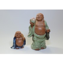Send new Chinese-style living room Shou Maitreya Buddha statue cloth bag monk ceramic laughing Buddha handmade ornaments decoration Shiwan doll