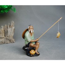 Fisherman Fishing Ceramic Figure Decoration Rockery Bonsai Fish Tank Landscaping Jiang Taigong Home Decoration Crafts