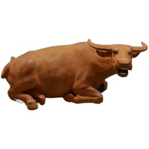 23 cm long yellow cattle auspicious lying cattle ceramic furnishings home animal classical art domestic decorations