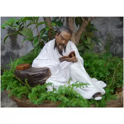 Chinese style ceramics Zhao Heng reading rockery bonsai ornaments figure landscaping decorations home book table craft gift decoration