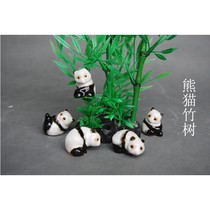 Cute Cute panda set ceramic small ornaments Miniature simulation bamboo tree ecological bottle landscaping decoration