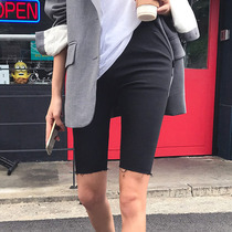 Fashion pregnant women denim shorts Korean version of summer wear black riding hot pants five points bottom pants summer thin