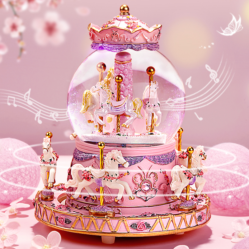Carousel music box crystal ball music box girls birthday gift girls children send girls magic box girls