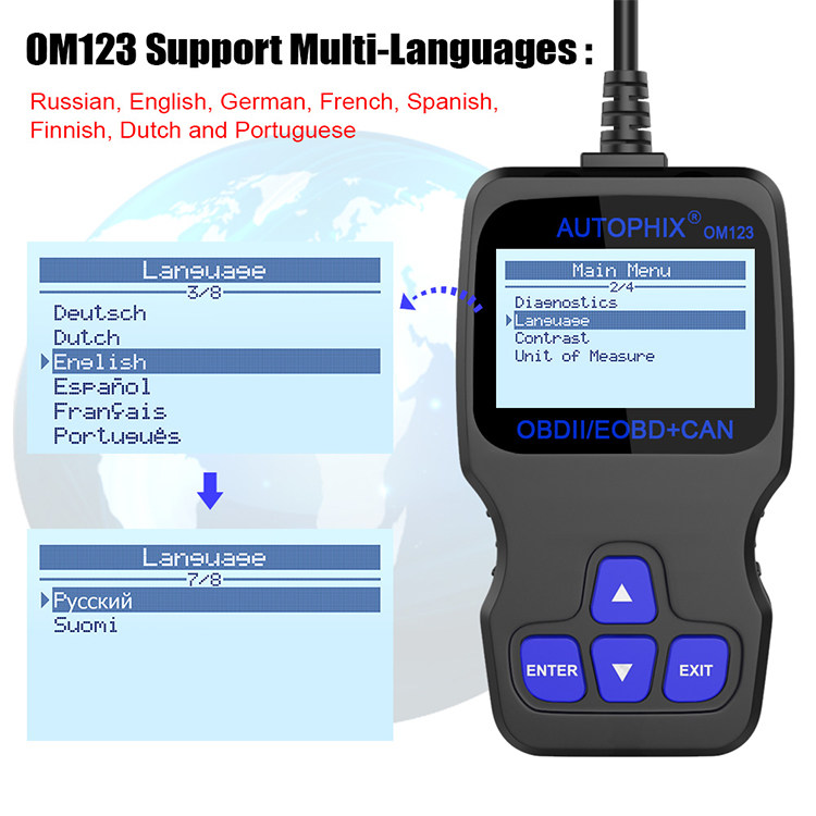 Om123 Car Fault Light Diagnosis Detection Decoder Universal Obd2 Computer Engine Fault Code Scavenger
