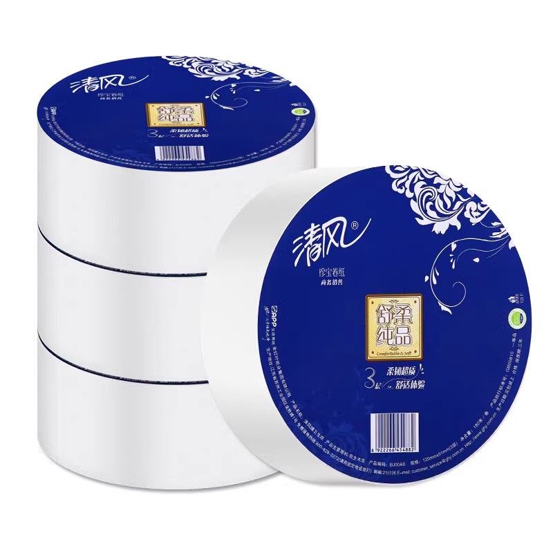Large Roll Toilet Paper 3-Ply 180m Large Rolls of Toilet Paper for Hotels, Commercial Use, Full Box of 12 Rolls