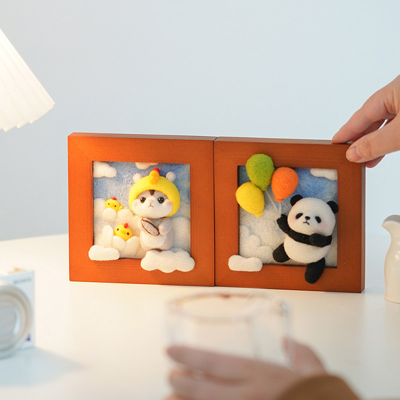 Fun New Year's wool felt wool felt handmade diy material bag doll photo frame to make zaza embroidered couple boyfriend