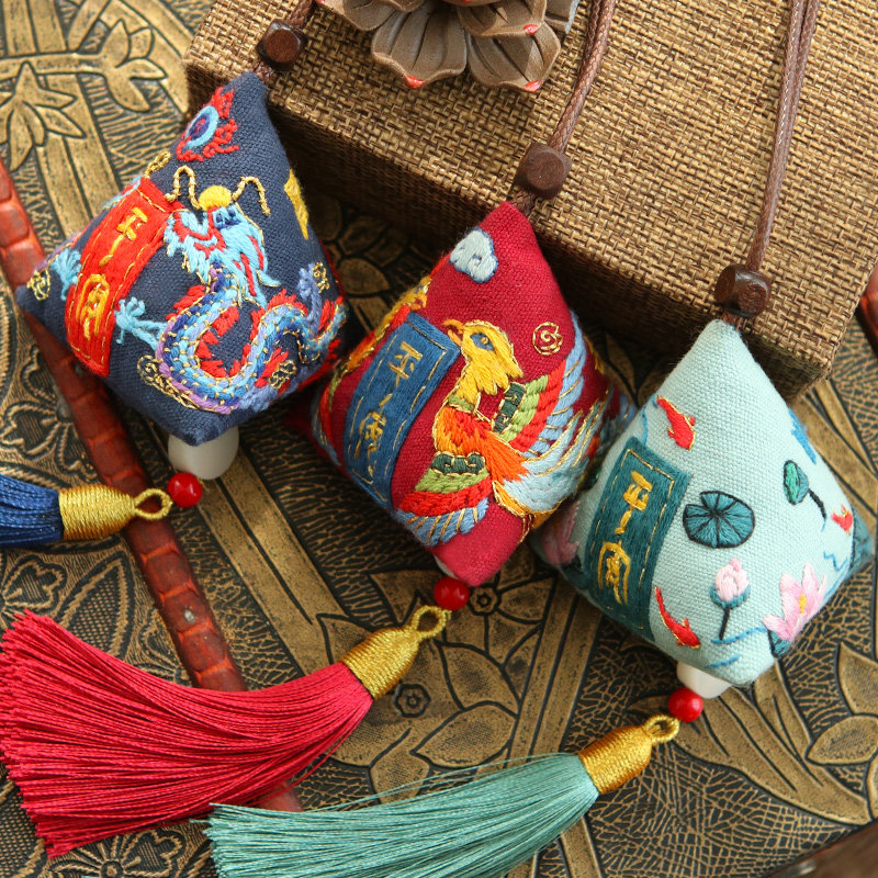 Fragrant Bag Fragrant Sack Diy Material Bag Handmade Embroidered Idgrass Lavender with Glutinous Rice Dumplings on the Dragon Boat Festival Pendant