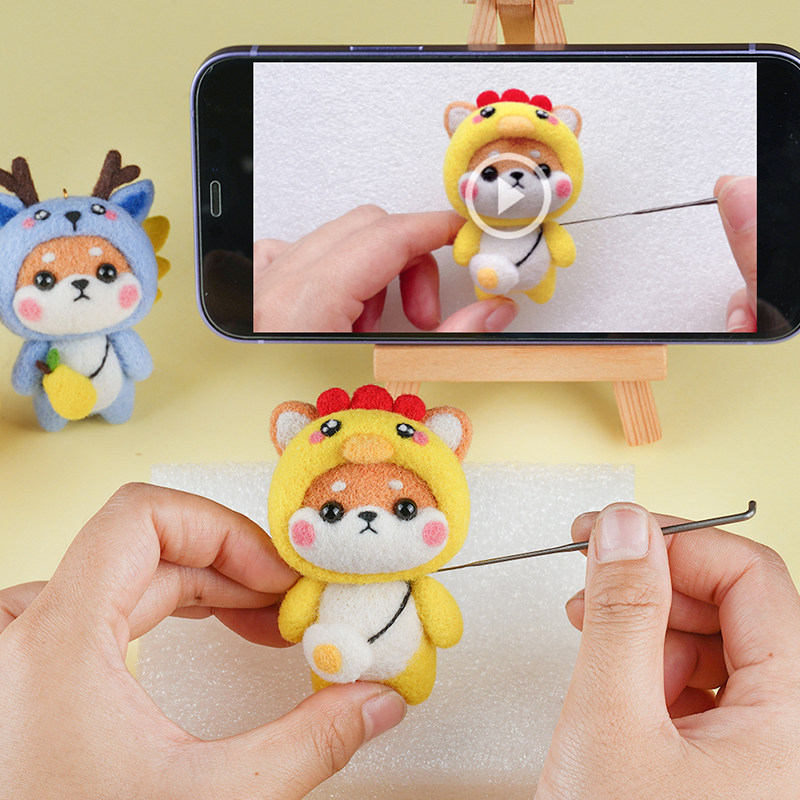 Zodiac couple cartoon doll homemade gift pendant handmade diy material bag wool felt wool felt