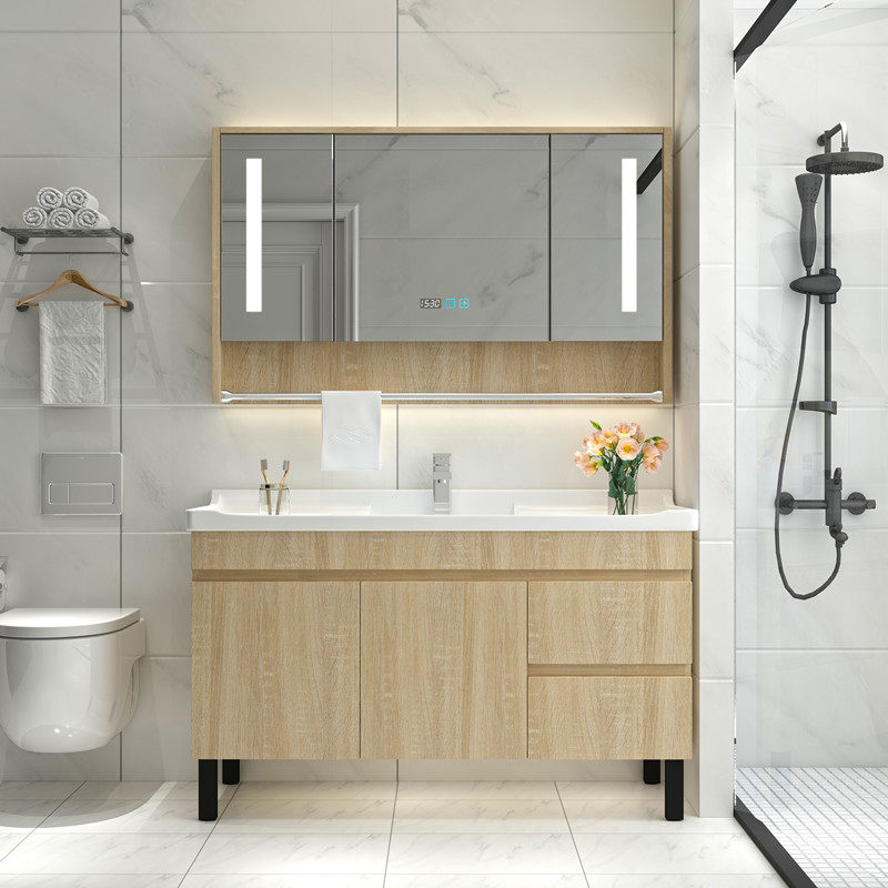 Nordic bathroom cabinet combination Paint-free modern simple wall-mounted washbasin cabinet combination Powder room sink