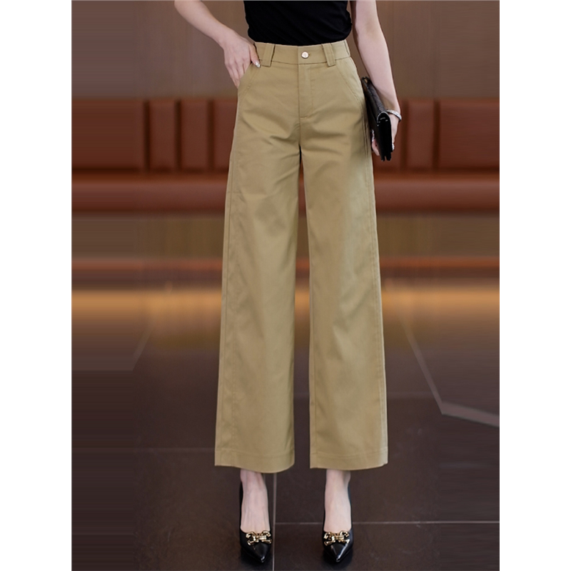 Petite Women's Suit Pants, Cropped Length, New Spring/Autumn High-Waisted Slimming Khaki Straight-Leg Casual Wide-Leg Pants Petite Women's Suit Pants, Cropped Length, New Spring/Autumn High-Waisted Slimming Khaki Straight-Leg Casual Wide-Leg Pants