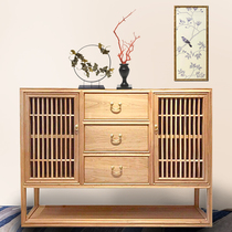 New Chinese old elm wood side cabinet locker solid wood Zen side cabinet multi-drawer multi-door short cabinet porch Hall