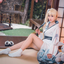 Dome girl cos suit fate of the empty spring sun wild dome White Kimono Yukata cosplay women