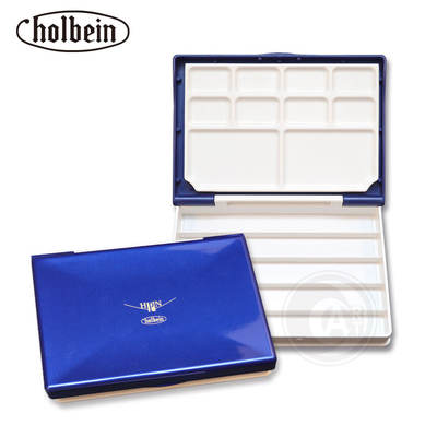 (ART) Holbein magnetic solid watercolor storage box in blue with color palette