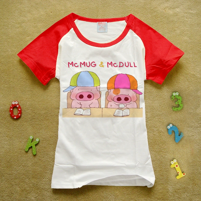 McDull hoài cổ anime xung quanh quần áo dễ thương hoạt hình Maidou bỏ túi lợn hoạt hình mùa hè lúa mì cotton ngắn tay áo thun