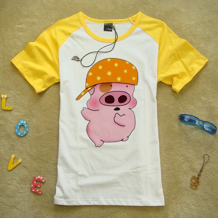 McDull hoài cổ anime xung quanh quần áo dễ thương hoạt hình Maidou bỏ túi lợn hoạt hình mùa hè lúa mì cotton ngắn tay áo thun hình dán dễ thương