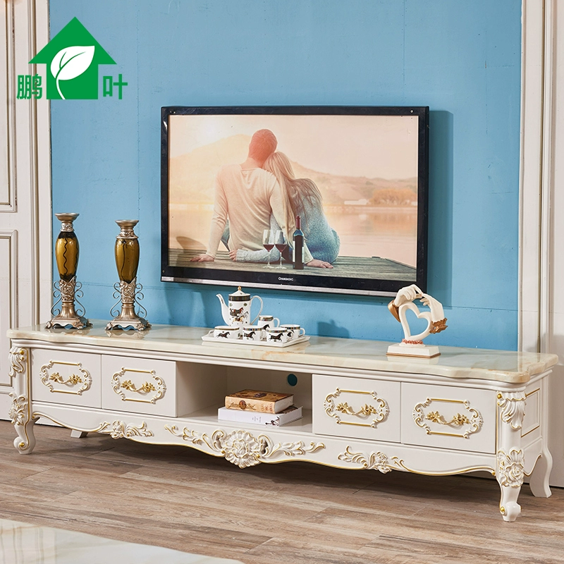 Peng Ye Furniture Tủ tivi bằng đá cẩm thạch phong cách Châu Âu tủ tivi phòng khách kiểu Pháp tủ tivi căn hộ nhỏ tủ tivi bàn cà phê gỗ nguyên khối - Bàn trà