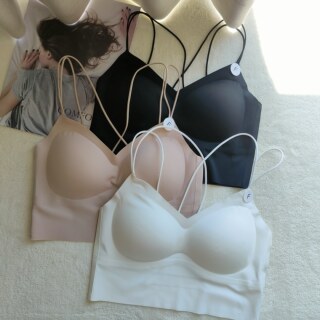 Cross Back Ice Silk Beautiful Back Intimates Women's Anti-Exposure Push-Up Tube Top Summer Thin Outer Wear Bottoming Vest Suspbottomer