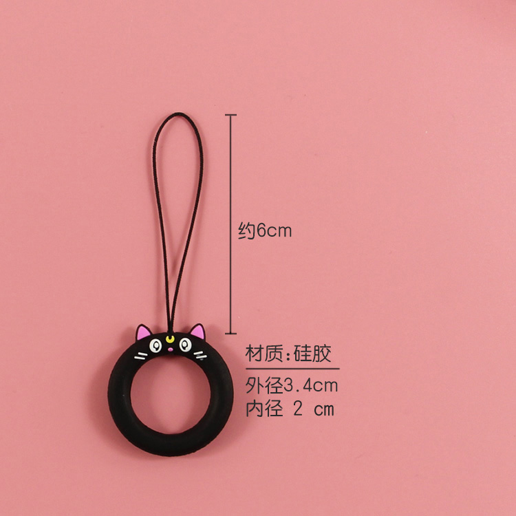 Phim hoạt hình silicon điện thoại di động dây buộc cá tính sáng tạo nữ chìa khóa mặt dây chuyền ngón tay ngắn dây nữ đồ trang trí dễ thương nhỏ - Nhẫn nhẫn kim tiền