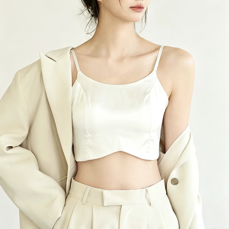 Simple Satin Silk Strapless Bra, Made of Mulberry Silk, Skin-Friendly, Breathable, Thin, Wireless, Smooth, Anti-Exposure Lingerie