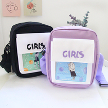 Canvas small bag female 2020 New ins Japanese shoulder bag cute girl student Joker literary mobile phone bag