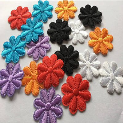 SASKIA embroidered sunflower fabric patch perforated pattern children's clothing decorative accessories DIY adhesive back