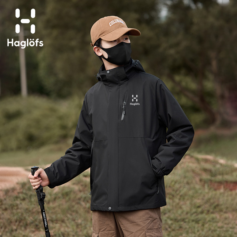 HAGLOF火柴棍户外冲锋衣男女三合一防泼水防风运动保暖透气抓绒衣