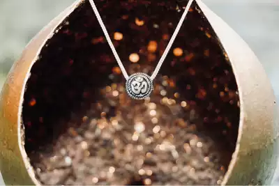 Yoga pendant yoga necklace om necklace om pendant om Silver