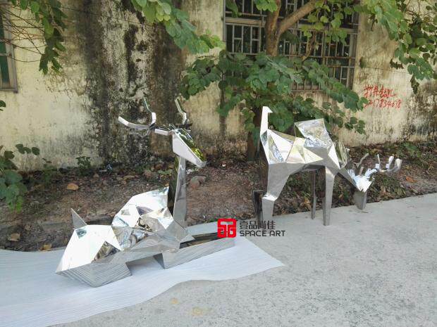 Foyer Sculpture Hem Artworks Art Craft Gifts Swing Accessories Lawn Creative decorations Landscape Stainless Steel Block Deer