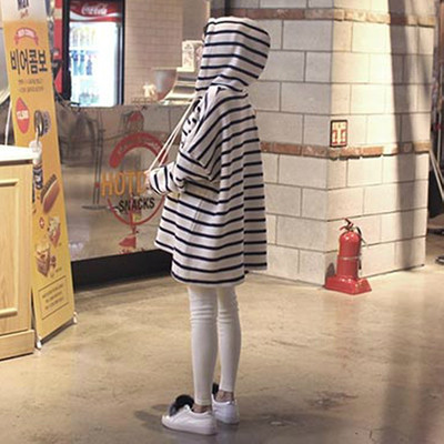 Maternity thickened fleece striped nursing jacket Hooded nursing jacket thickened fleece nursing sweater 183