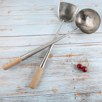 Hong Kong Port Style Handcrafted Spoon Pan Spade hotel Chef Chinese Commercial Stainless Steel Forged 10 Two Spoon 2 Scoop Shovel