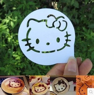 (8 Inch Kitty Cat Cake Spray Floral Die) Printed Sugar Powder Screen Coffee Laflower Pattern Sugar Cream Mold