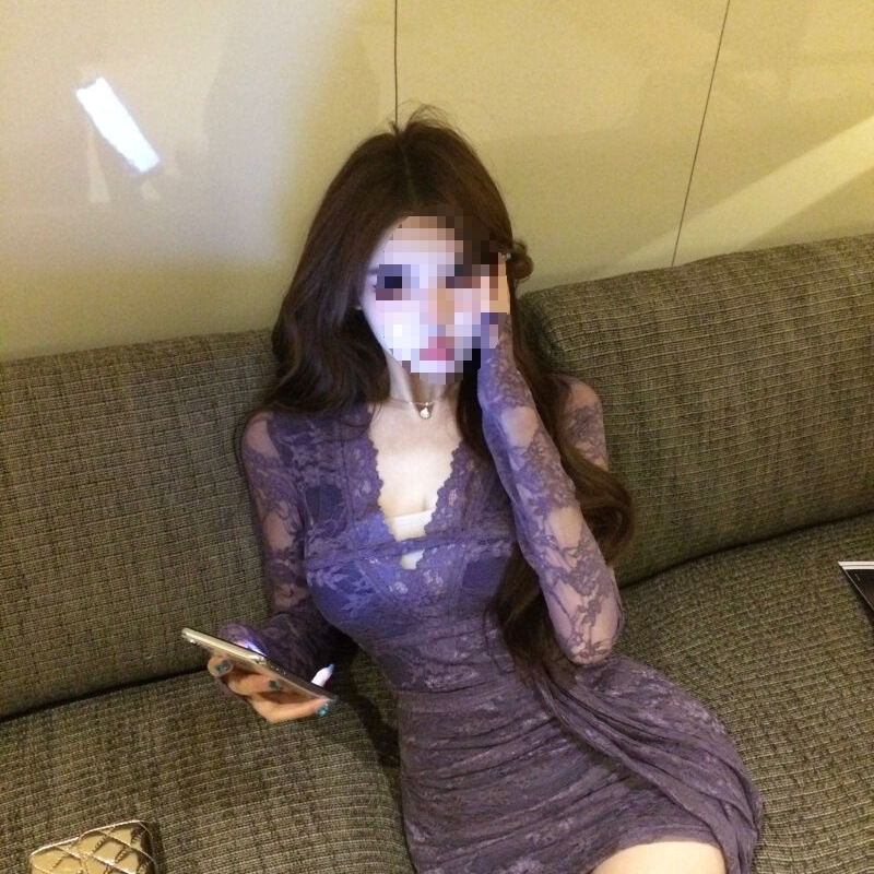 Purple Elegant Lace Slim-Fitting Bodycon Skirt High-Waisted Elegant Socialite Long-Sleeved Short Dress Mesh Solid Color