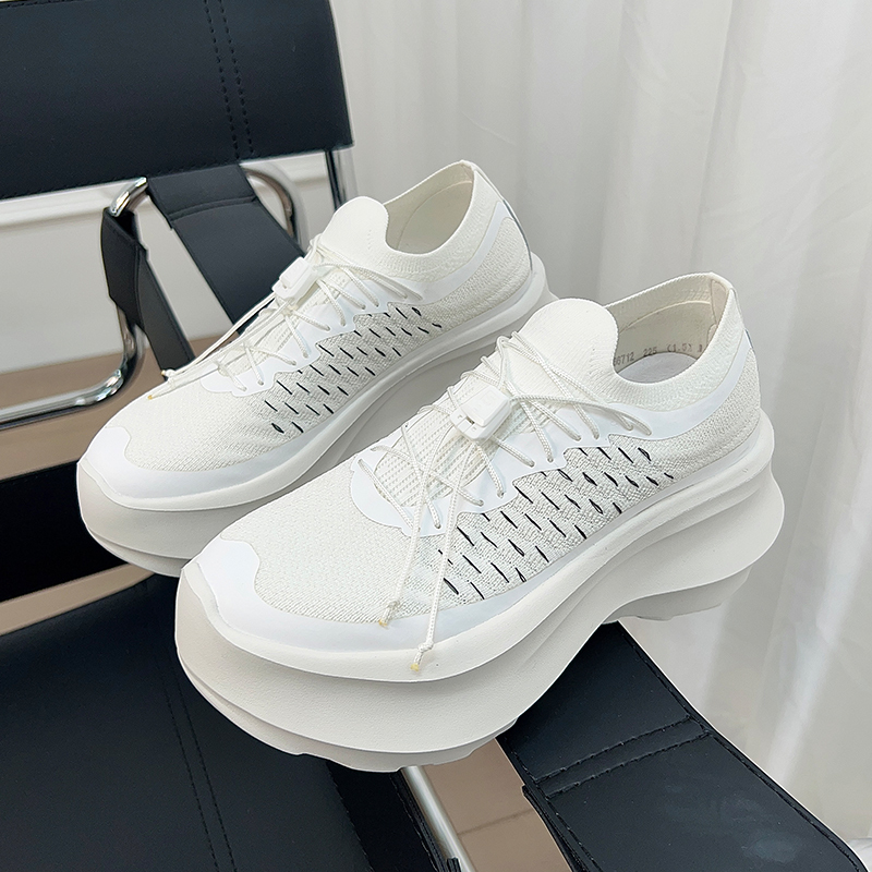 Co-Branded Celebrity Style Casual Sneakers, Height-Increasing White Shoes, Platform Thick-Soled Dad Shoes, Breathable Fly-Knit Women's Shoes