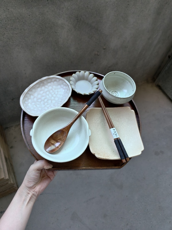 Jingdezhen Coarse Pottery One-Person Dining Set, Breakfast Tableware, Weight Loss Tableware, Meal-Sharing System for Single-Person Dining