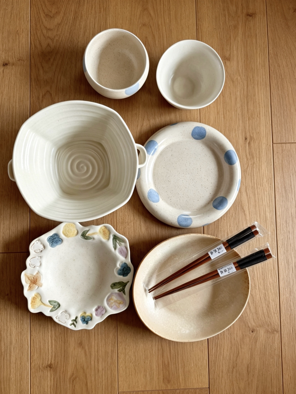 Llhome Two-Person Tableware Blue Polka Dot Tableware Household Tableware Bowls and Plates Housewarming Gift Tableware Llhome Two-Person Tableware Blue Polka Dot Tableware Household Tableware Bowls and Plates Housewarming Gift Tableware