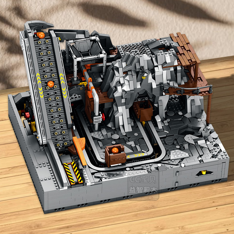 Mining Machine Building Blocks Gbc Small Ball Factory Simulated Mining Vehicle Conveyor Belt Mechanical Structure Boys' Creative Toys Moc