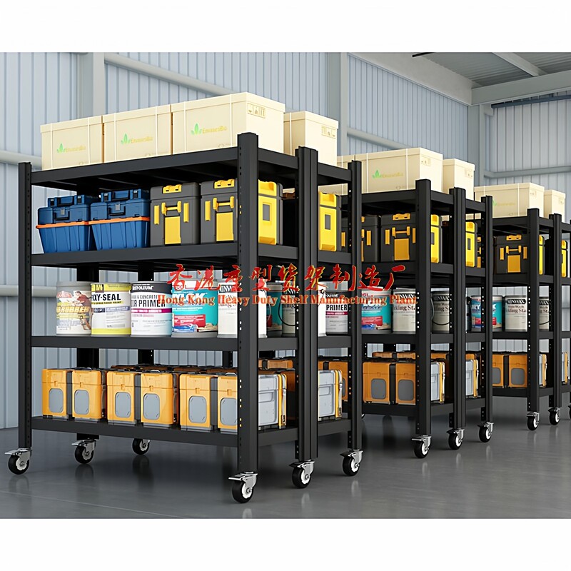 Heavy-Duty Shelves, Movable Wheeled Storage Racks, Multi-Layer Thickened Warehouse Workshop Material Carts, Storage Iron Shelves