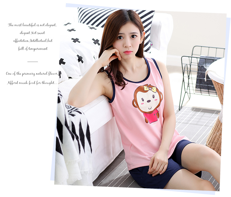 Cotton vest quần short đồ ngủ chất béo MM nữ mùa hè không tay XL dịch vụ nhà phụ nữ mô hình lỏng phù hợp với mùa hè