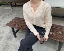 Spot richest man made Hannorton Manor petal mohair cardigan slim lazy sweater cardigan loose knit