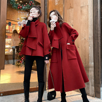 Cloak double-sided cashmere coat women 2021 Winter new Hepburn wind small man high-end woolen coat short