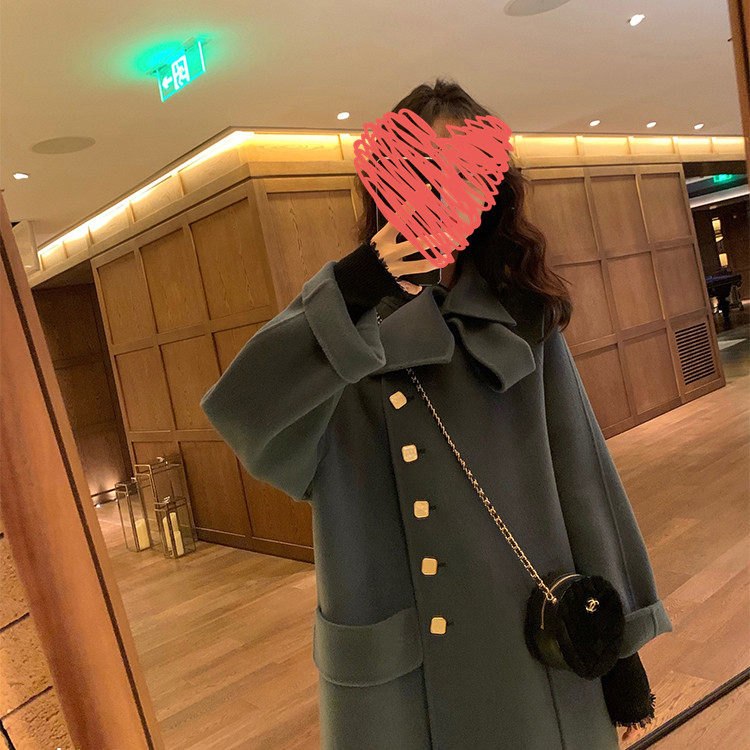 2021 new anti-season wool Herben wind loose bifacial cashmere big coat woman high-end medium long version fur coat