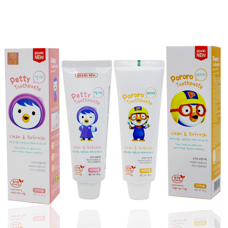 South Korea Imports Pororo Pop Music Kids Toothpaste Low Fluorine Organic Farm Ingredients Swallowed Fruit Taste Toothpaste