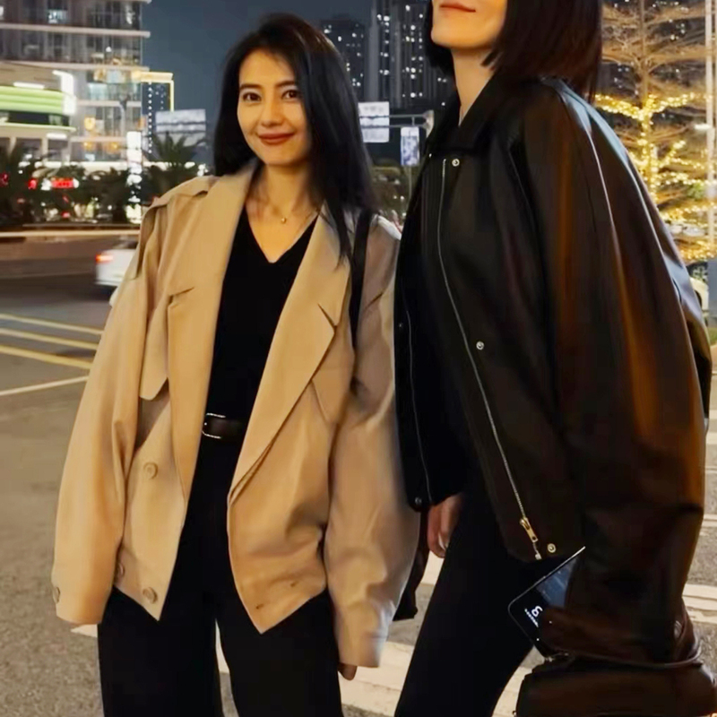 Gao Yuanyuan's Same Style Jacket, Short Coat for Women, 2025 Spring and Autumn New Loose-Fitting Lapel Retro Hong Kong Style Top