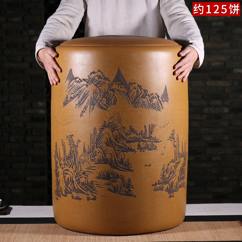 Zheng Zong Yixing Raw ore Purple sand tea pot King size Pu'er tea pot Loose tea storage tank Sealed pottery pot